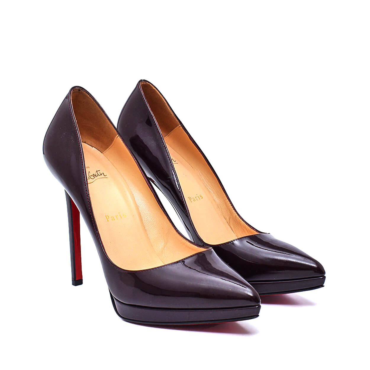 Christian Louboutin - Bordeaux  Patent Leather Pigalle Plato Stiletto Pumps 40